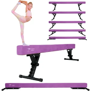 Kangaroo Hoppers Adjustable Balance Gymnastics Beam for Kids Ages 6-12, High and Low Foldable Floor Beam