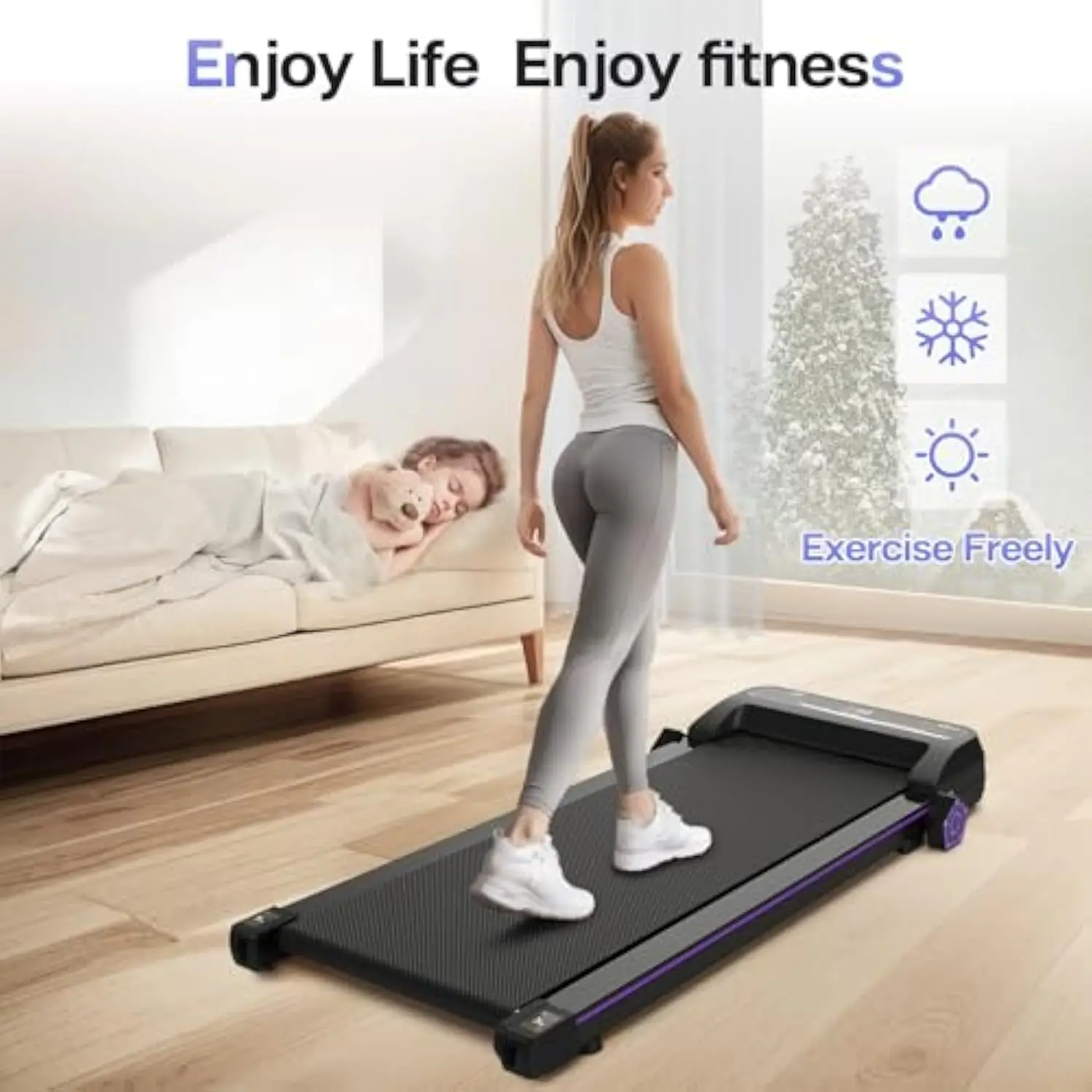 Walking Pad Treadmill for Home Walking Pad with Incline, 2.5HP Low Noise Walking Jogging Running Machine with Remote Control, - Image 3
