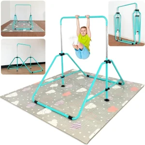 Foldable Gymnastic Bar with Mat, 200 lbs Weight Capacity,Gymnastic Kip Bar Horizontal Bar for Kids, Gymnastic Training Equipment