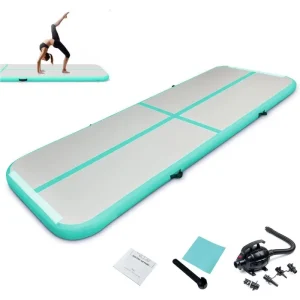 SUDOO 10ft/13ft/16ft Inflatable Gymnastics Tumbling Mat 4" Thick Air Tumble Track Training Mat with Electric Pump for Home